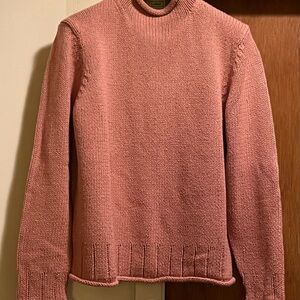 L.L. Bean SILK AND COTTON vintage pink roll neck sweater